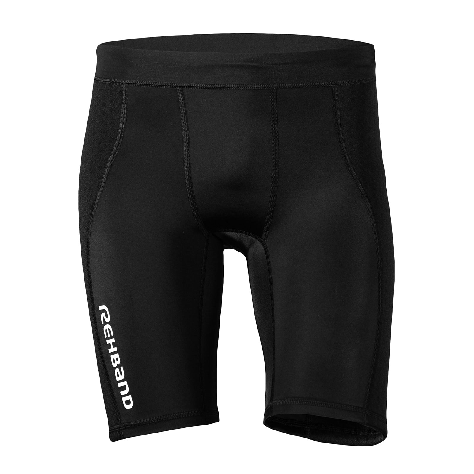 A black thermal zone shorts for men with a white Rehband lettering at the side