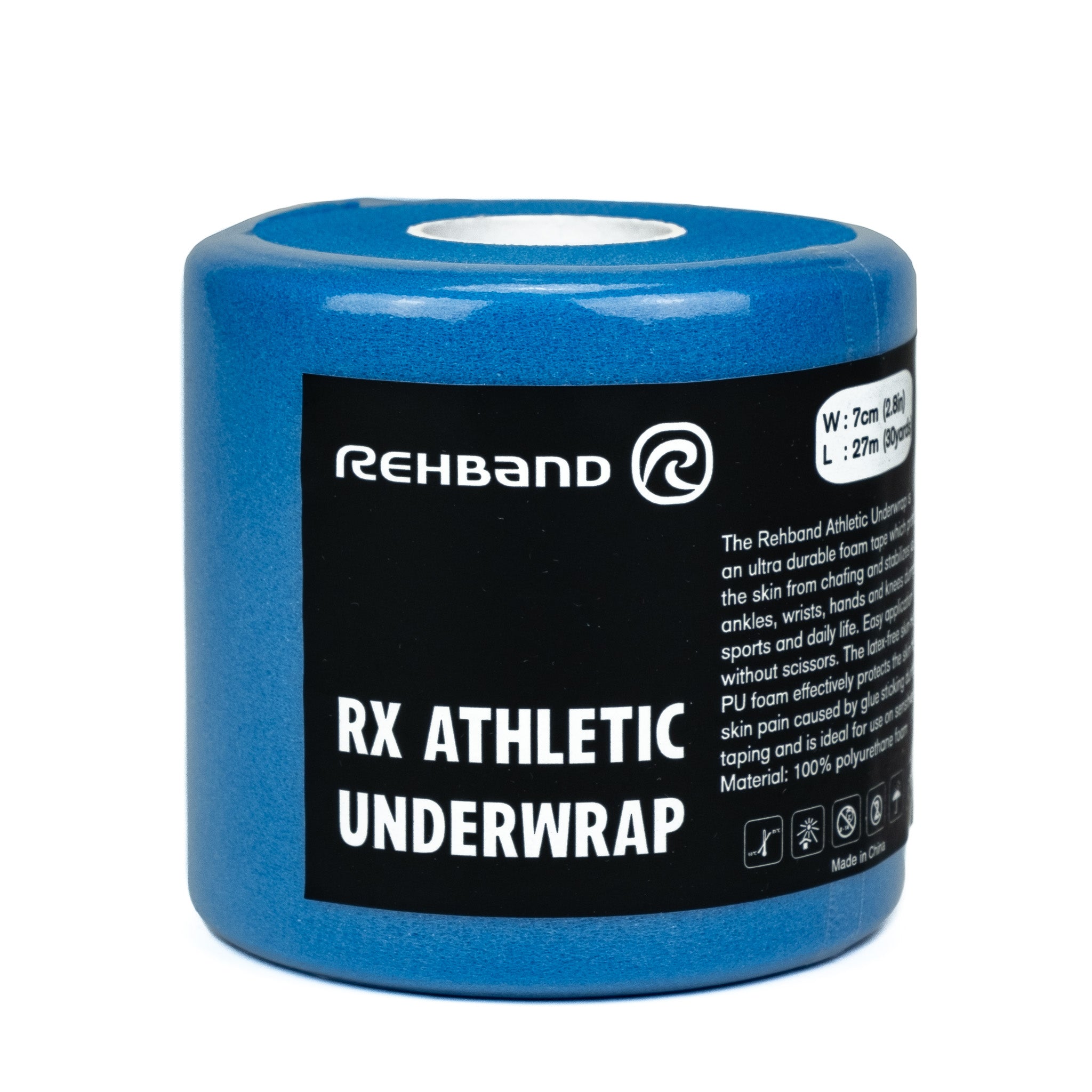A roll of light blue underwrap tape