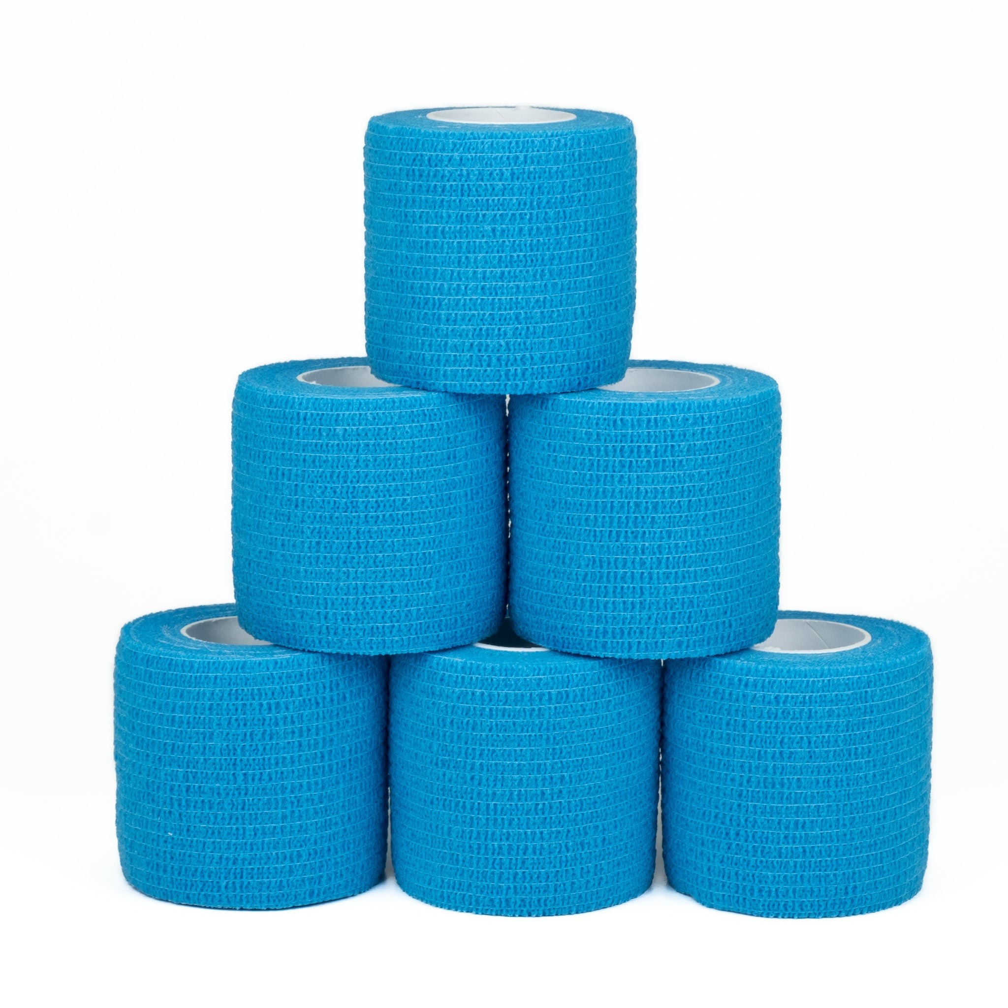 6 blue rolls of cohesive tape