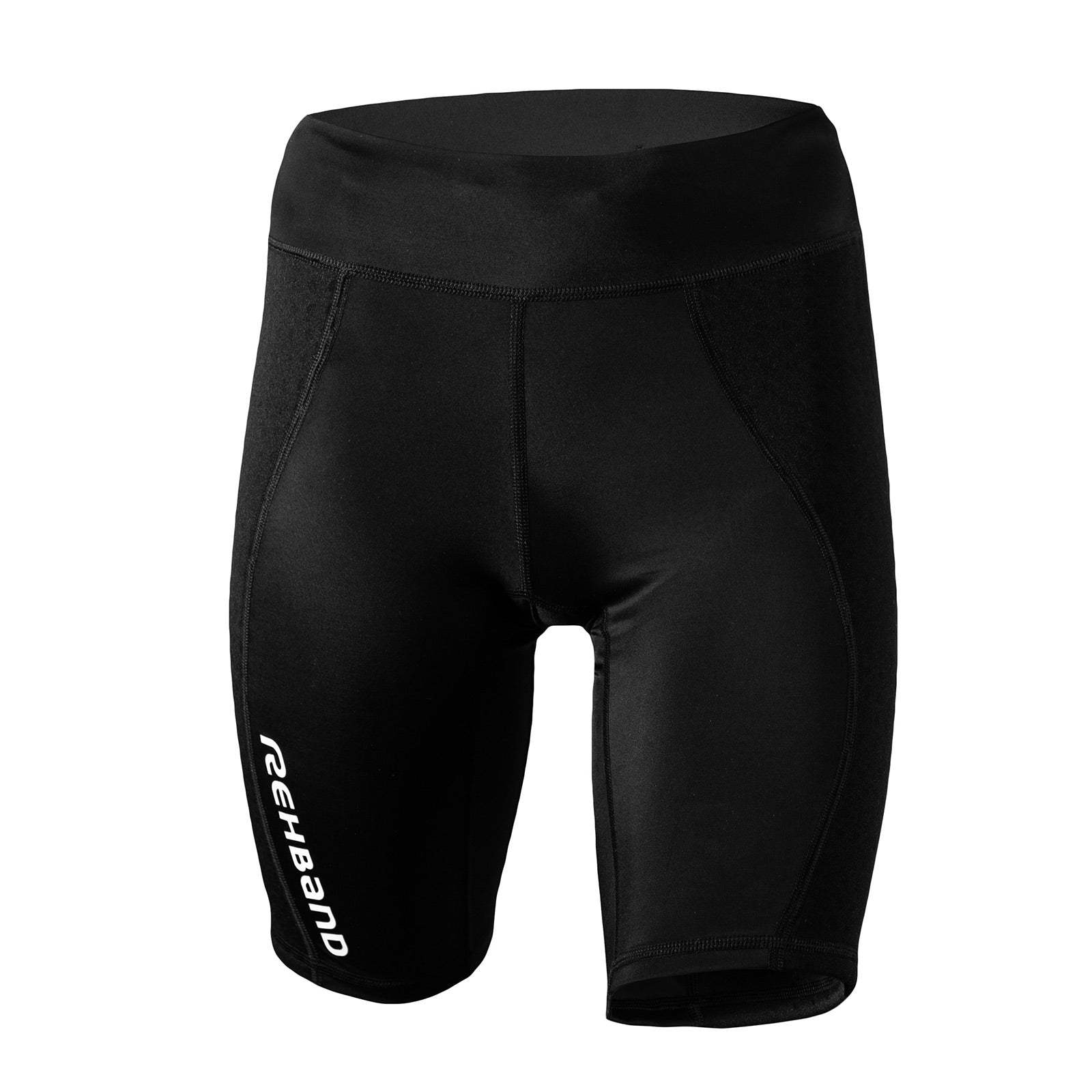 A black thermal zone shorts for women with a white Rehband lettering at the side